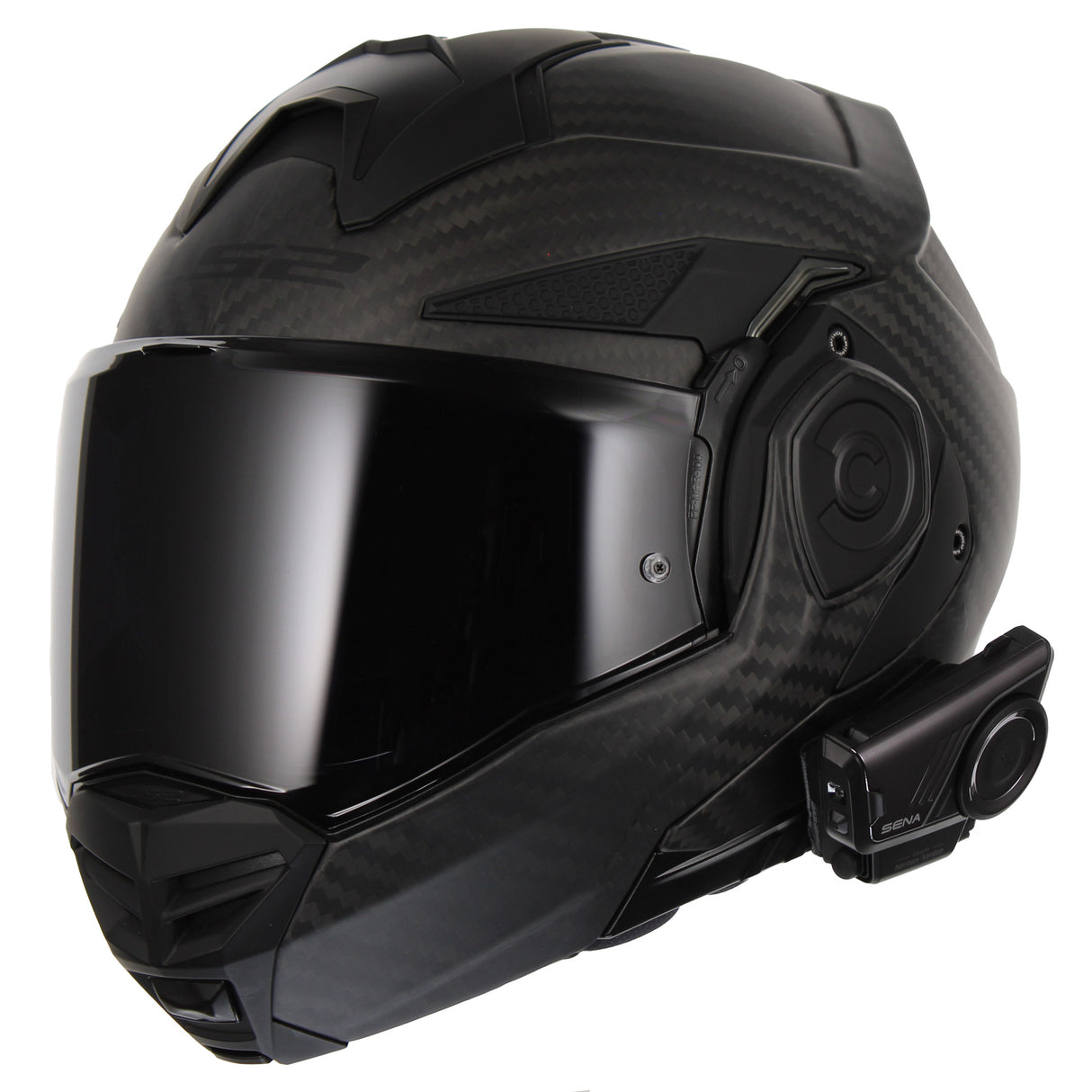 LS2 Helmets Advant X Carbon Fiber Modular Helmet with Preinstalled Sena 60S Mesh Bluetooth Headset