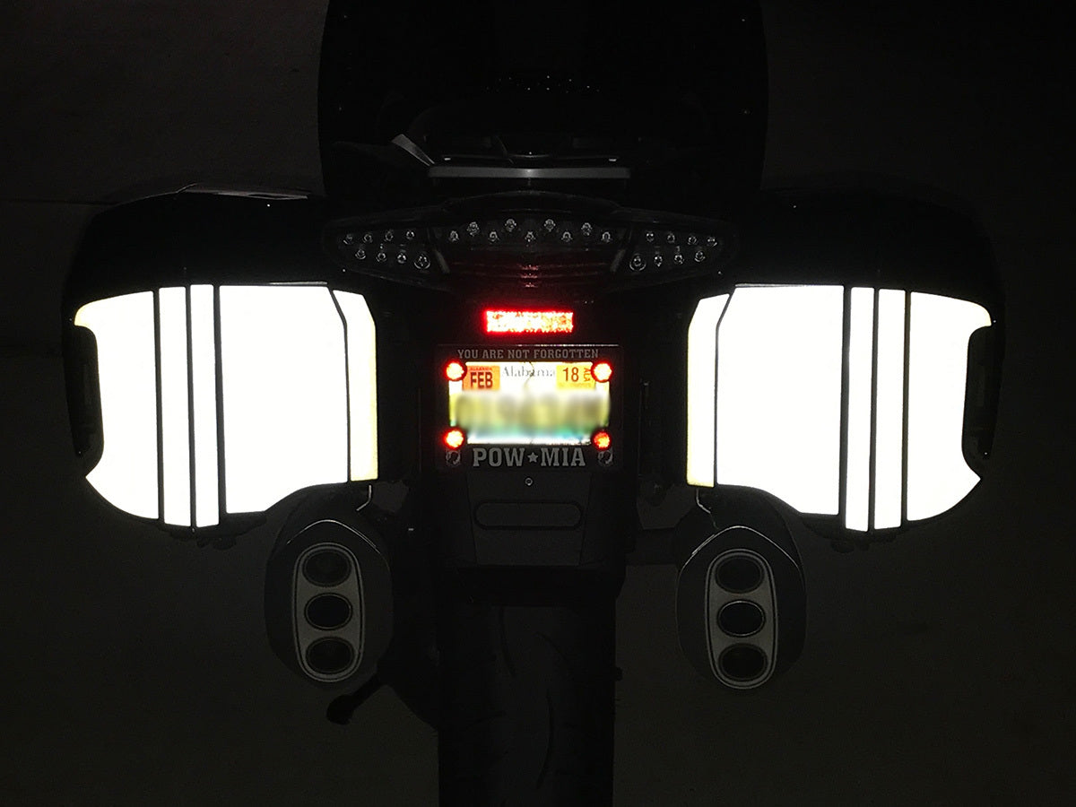 Reflective Decals for BMW R1200RT/R1250RT (2014-current) / K1600GT/GTL Rear & Side Bags (Black)