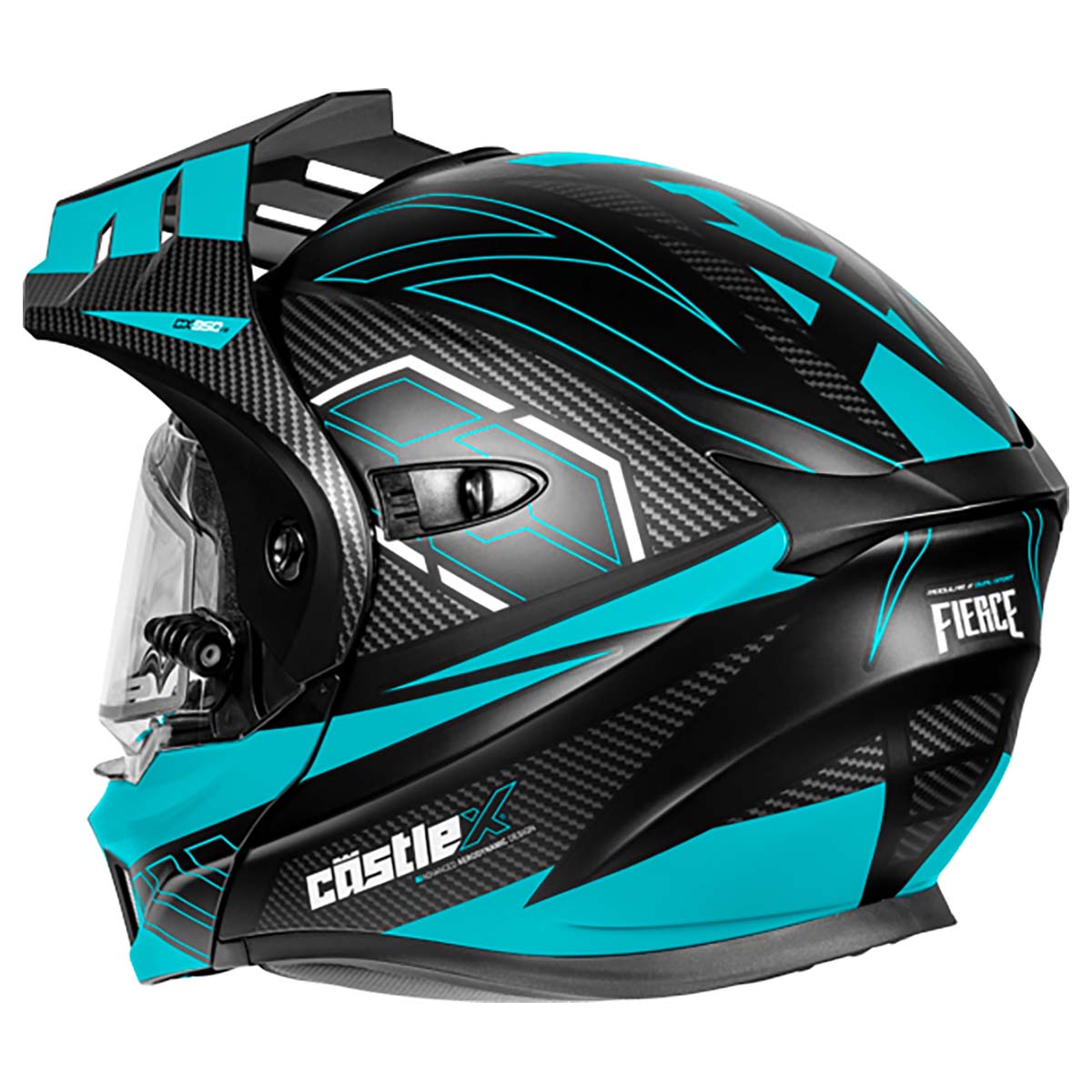 Castle X CX950 V2 Fierce Modular Electric Snow Helmet (Matte Black/Turquoise - 2X-Large)