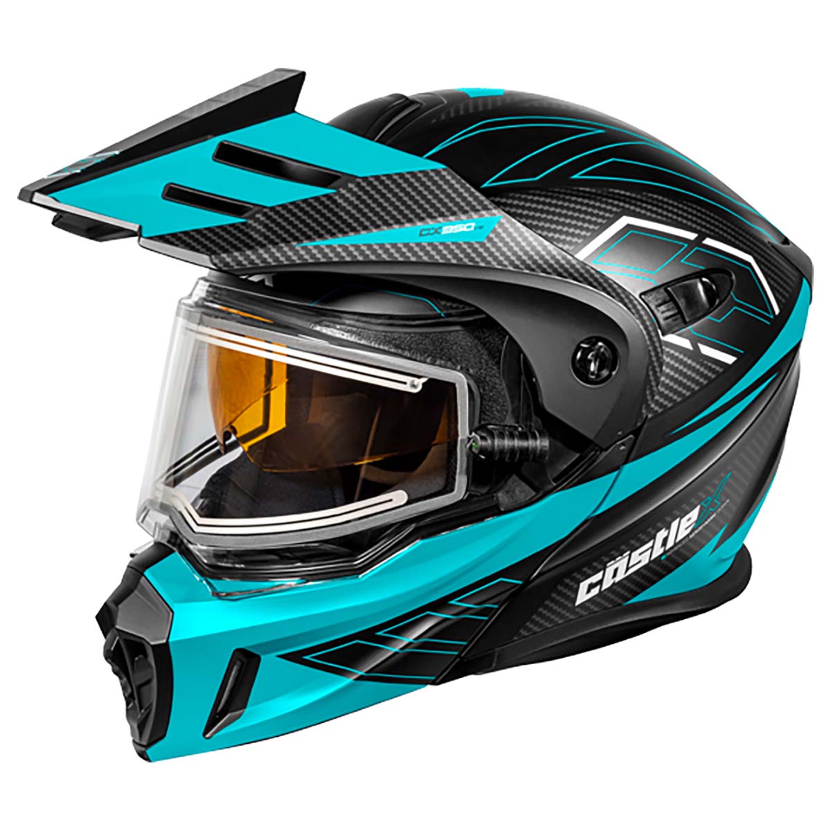 Castle X CX950 V2 Fierce Modular Electric Snow Helmet (Matte Black/Turquoise - 2X-Large)