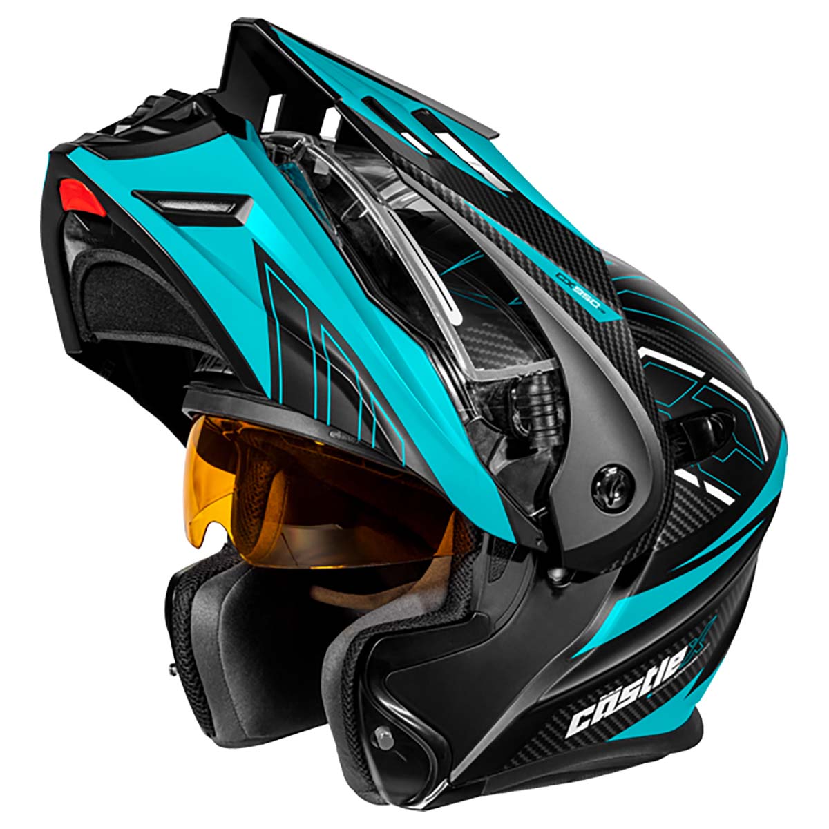 Castle X CX950 V2 Fierce Modular Electric Snow Helmet (Matte Black/Turquoise - 2X-Large)