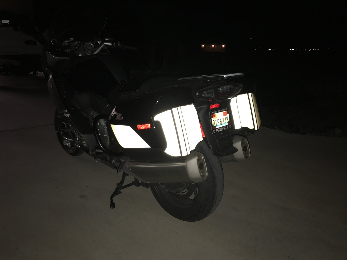 Reflective Decals for BMW R1200RT/R1250RT (2014-current) / K1600GT/GTL Rear & Side Bags (Black)