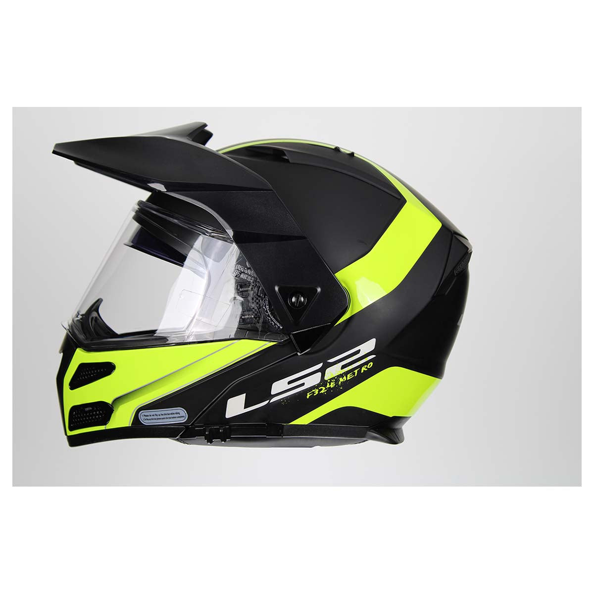 LS2 Helmets Modular Metro V3 Helmet (Matte Black / Glossy Hi-Vis Yellow - 3X-Large)