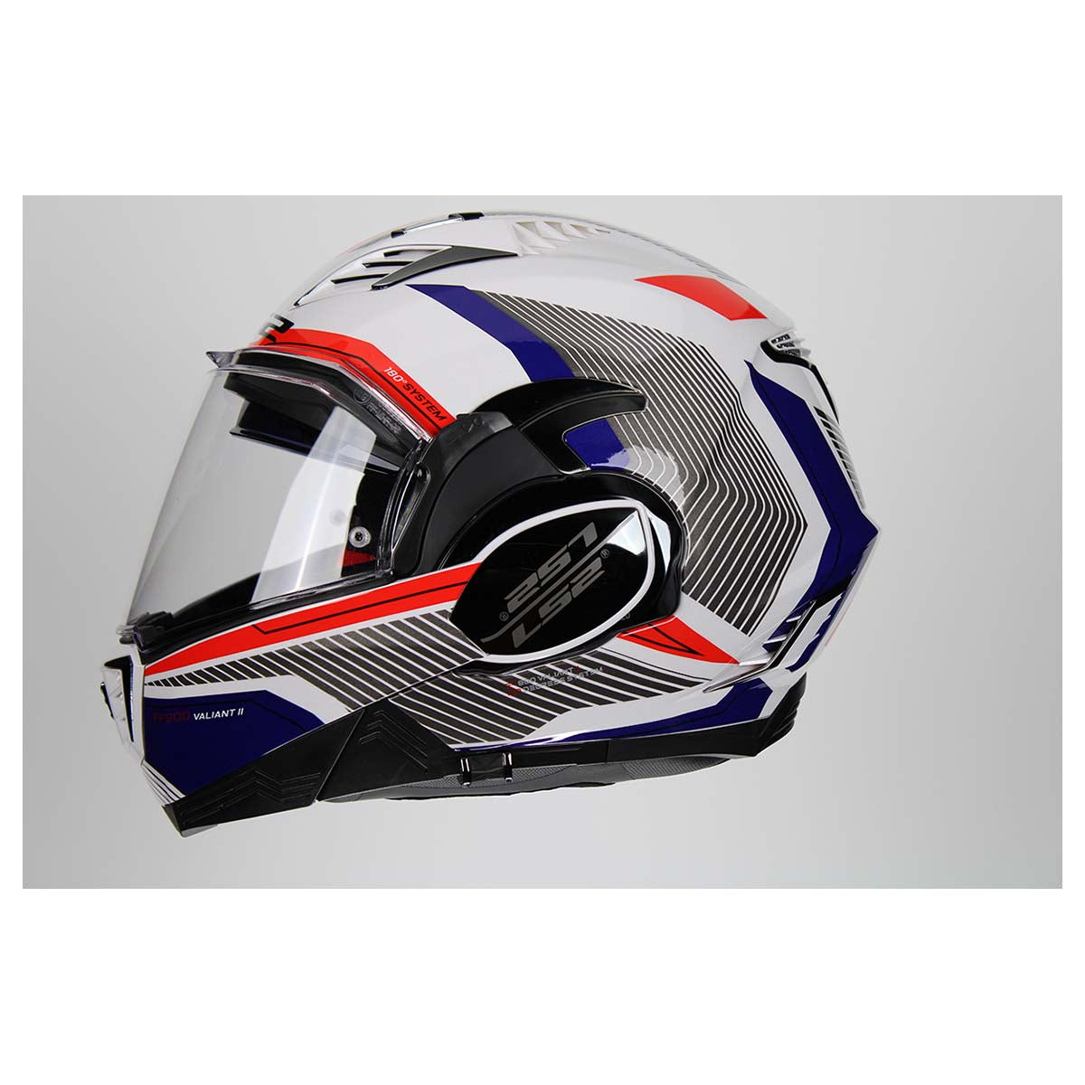 LS2 Helmets Valiant II Revo Modular Helmet (White Red Blue - X-Small)