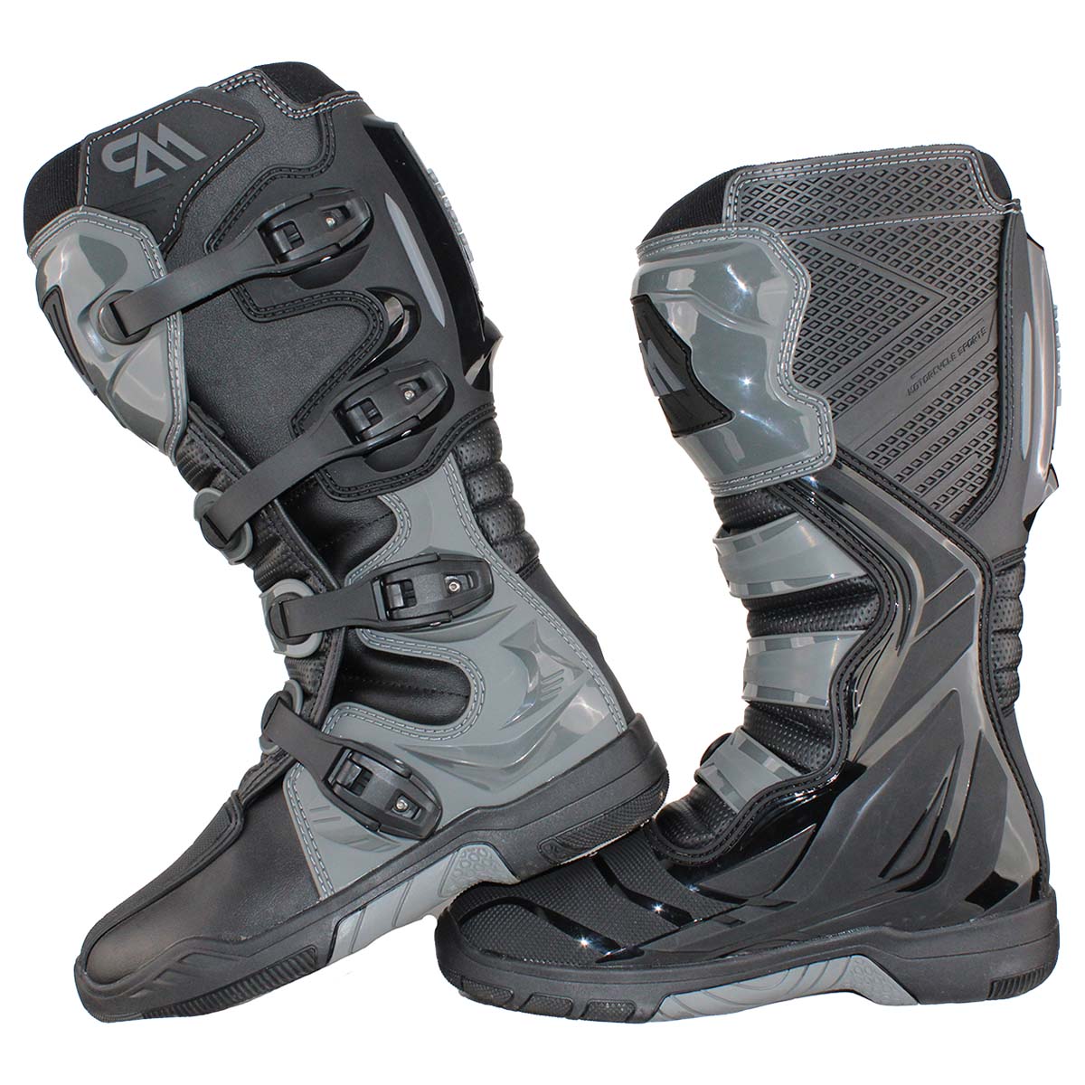 Pure Adrenaline Men's Torched Series MX Boot (Black/Gray - 9)