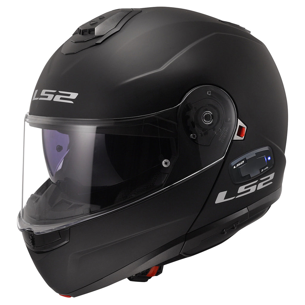 ls2 flutter helmet LS2 Helmets Strobe II Modular Bluetooth Motorcycle Helmet W/ SunShield – Black Hills Moto