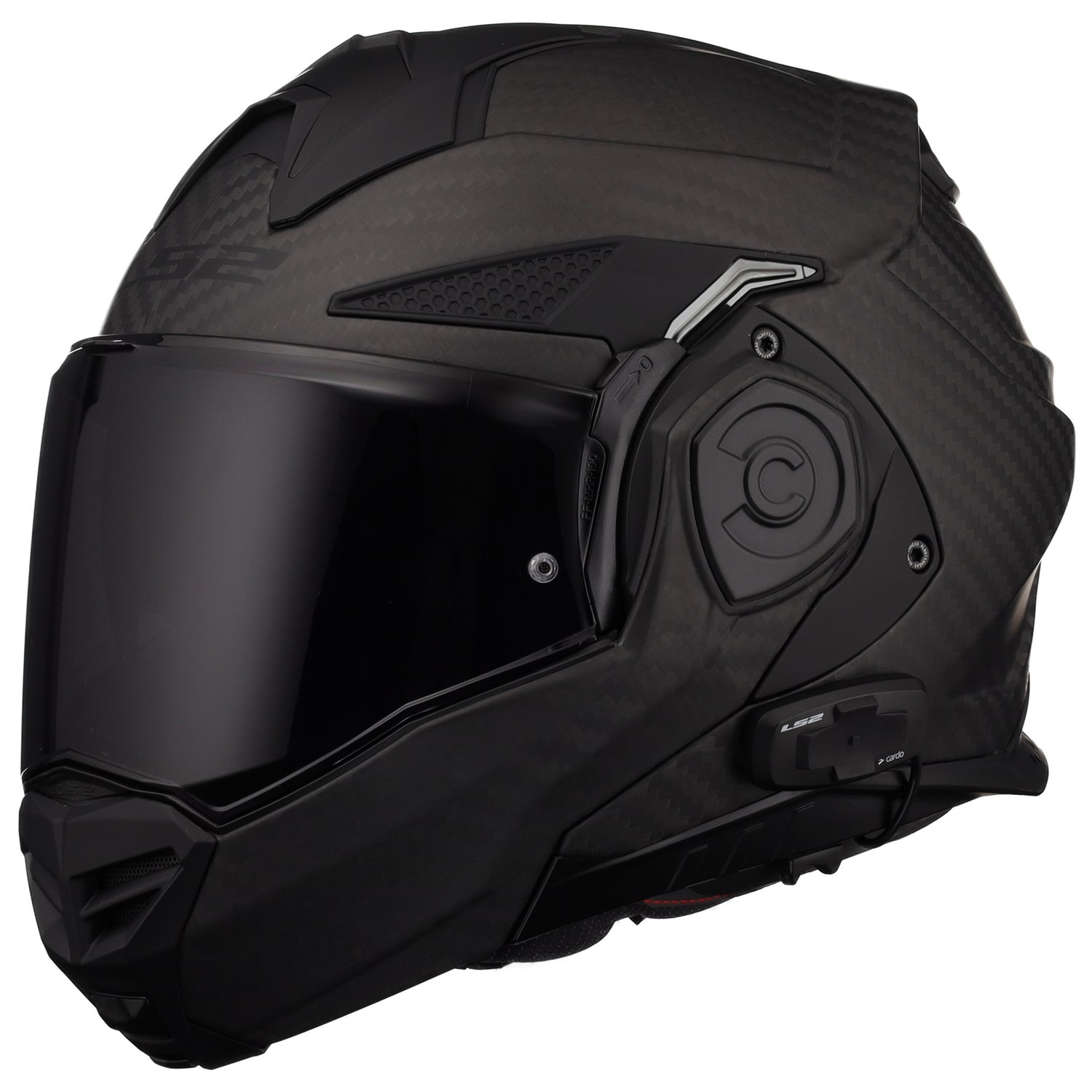 LS2 Helmets Advant X Carbon Fiber Modular Helmet with Integrated Cardo – Black Hills Moto