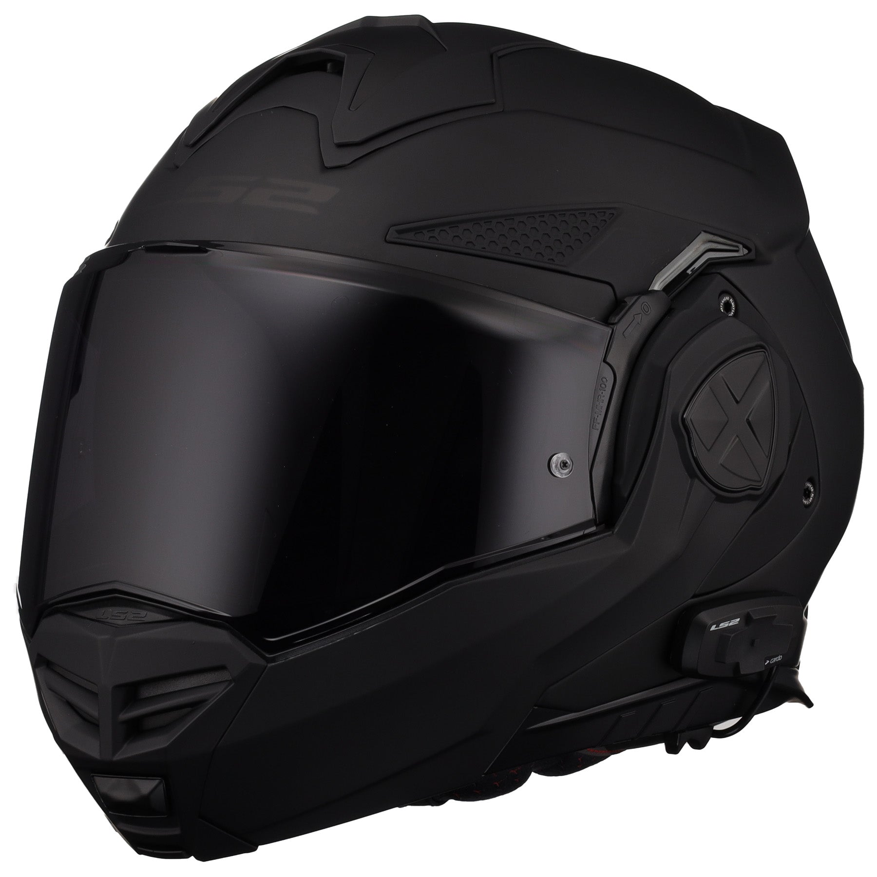 LS2 Helmets Advant X Modular Helmet with Integrated Cardo 4X Bluetooth – Black Hills Moto