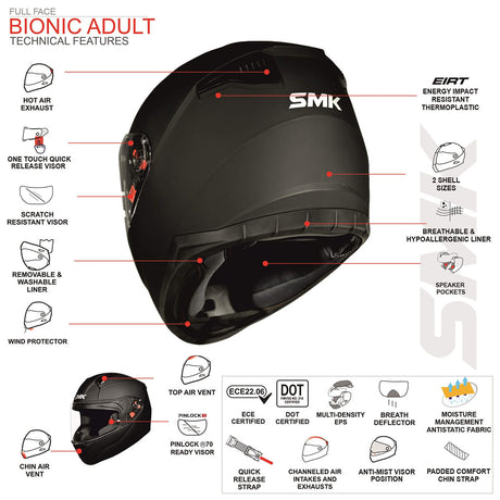 SMK Helmets Bionic Full Face Motorcycle Helmet
