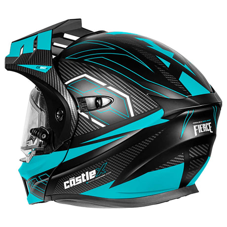 Castle X CX950 V2 Fierce Modular Electric Snow Helmet (Matte Black/Turquoise - 2X-Large)