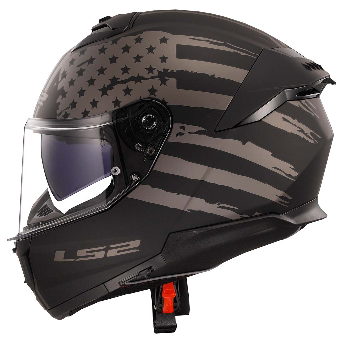 LS2 Helmets Stream II Full Face Motorcycle Helmet W/ SunShield (Matte America Gray/Black - 2X-Large)
