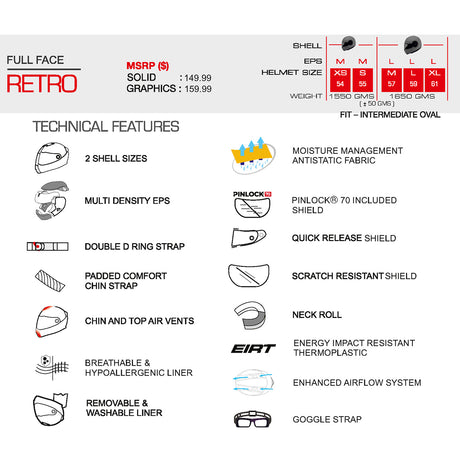 SMK Helmets Retro Seven Full Face Motorcycle Helmet