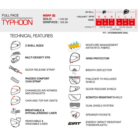 SMK Helmets Typhoon Mystic Full Face Motorcycle Helmet